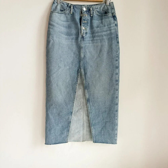Zara Medium Wash Maxi Denim JEan Skirt Button fly M - Picture 3 of 7